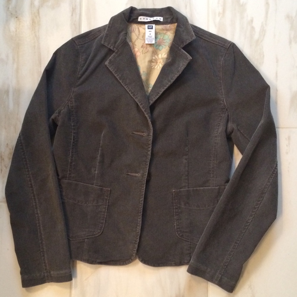Gap womans size 2 dark grey Corduroy blazer Ex con